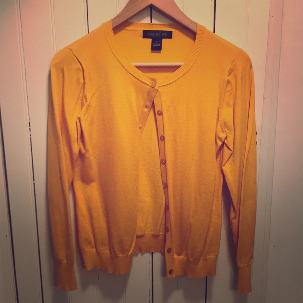 Gold sweater tank and cardigan set. Size small